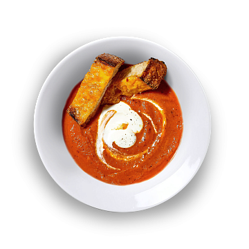 Сливочный томатный крем-суп с Сырными гренками